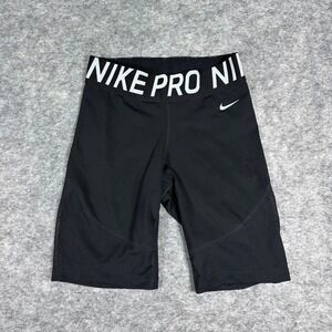 Nike Pro Dri-FIT Shorts Black Mesh Panel Biker Shorts Womens Small